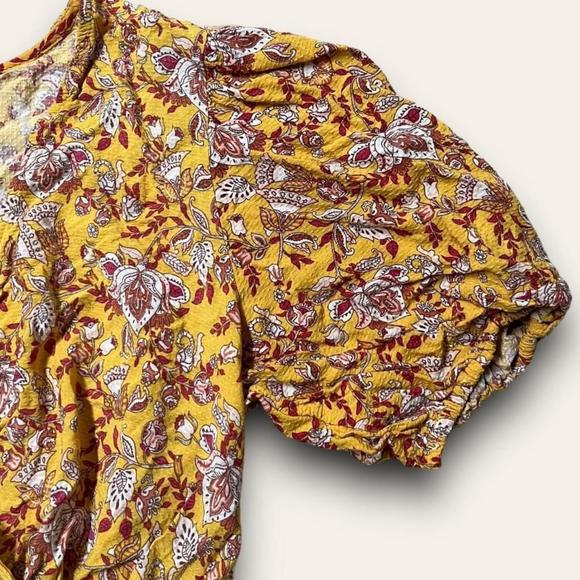 Floral Puff Sleeve Blouse Cupcakes and Cashmere Boho Summer Size Medium - Picture 4 of 6